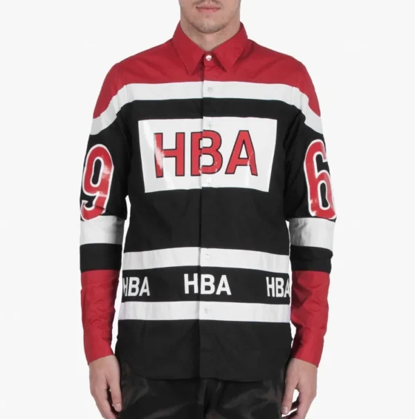 Hood by Air (HBA) colorblock “69” hockey