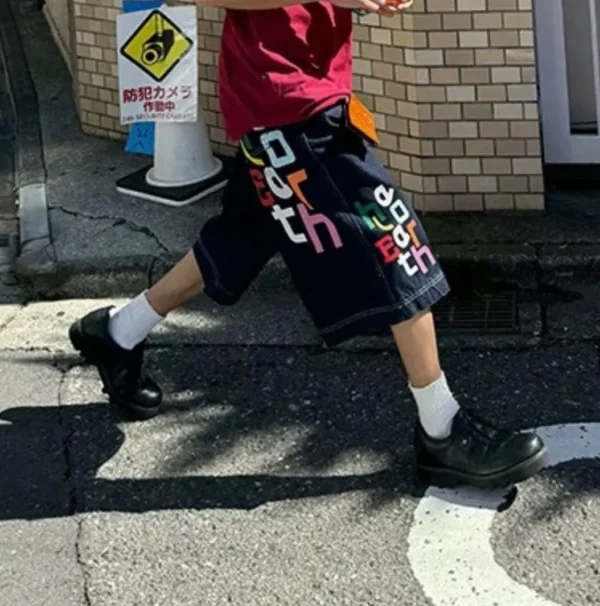 REDDACHIC Jorts colorful letter