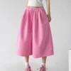 Jorts Coton piqué roses à jambes larges