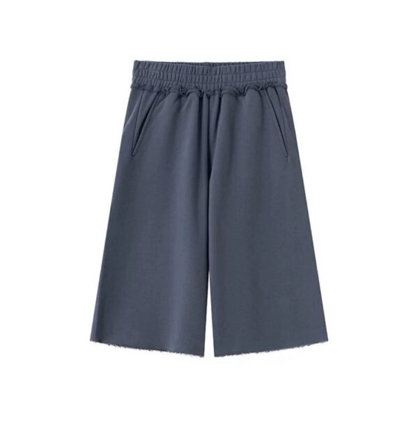 Jorts en lin bleu destroy