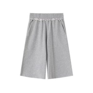 Jorts en lin gris destroy