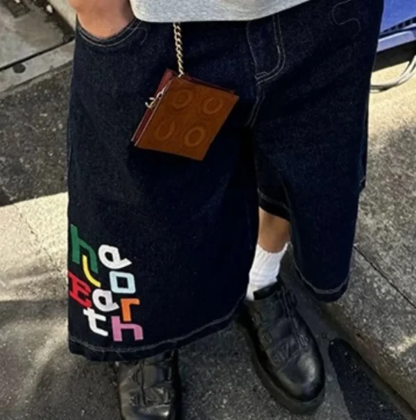 REDDACHIC Jorts colorful letter
