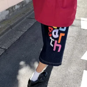 REDDACHIC Jorts colorful letter