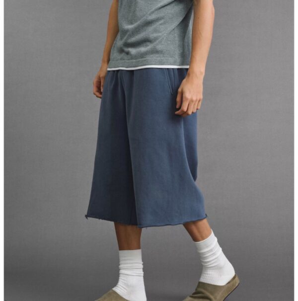 Jorts en lin bleu destroy