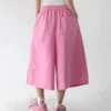 Jorts Coton piqué roses à jambes larges